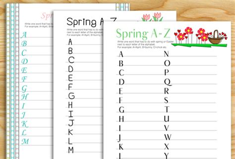 Free Printable Spring A to Z Game