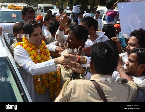 Allahabad, India. 30th Apr, 2016. BJP leader Varun Gandhi meets with ...