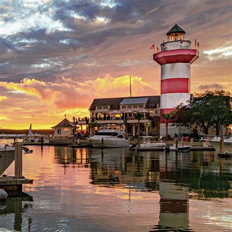 Hilton Head Island South Carolina Harbour Town Beautiful Lighthouse Sunset Photograph by Dave ...