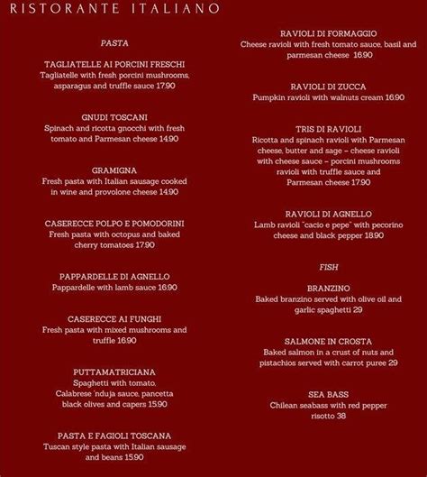 Menu at La Scarpetta pub & bar, Southgate, S Tuttle Ave