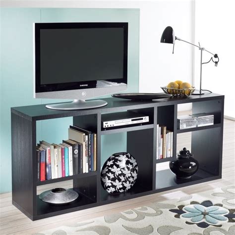 Bookcase TV Stand in Black Woodgrain - 7154161