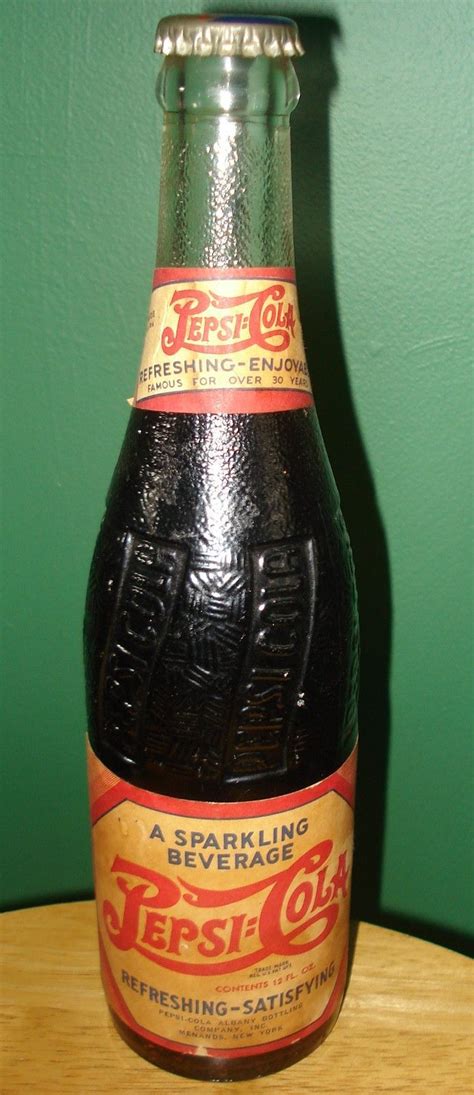 Vintage Pepsi bottle with paper label, 1930's, 1940's Vintage Soda Bottles, Old Glass Bottles ...