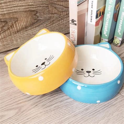 Pet Ceramic Bowl Cat Head Pattern Pet Food Bowl Cat Bowl Dog Bowl ...