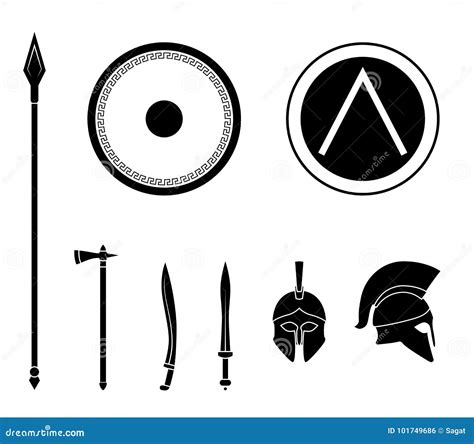 Set of Ancient Greek Spartan Weapon and Protective Equipment. Stock Vector - Illustration of ...