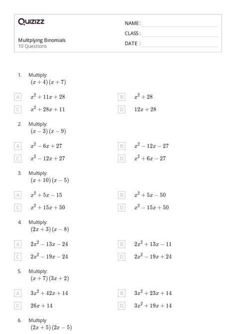 50+ binomial theorem worksheets for 8th Class on Quizizz | Free & Printable