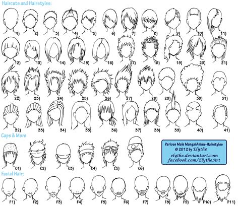 Various Male Anime+Manga Hairstyles by Elythe on DeviantArt