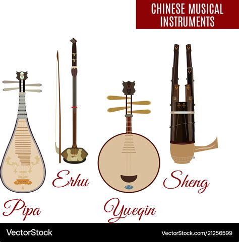 Chinese string and wind musical instruments Vector Image