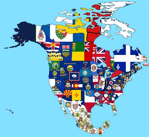 North american states and provinces flag map : r/HelloInternet