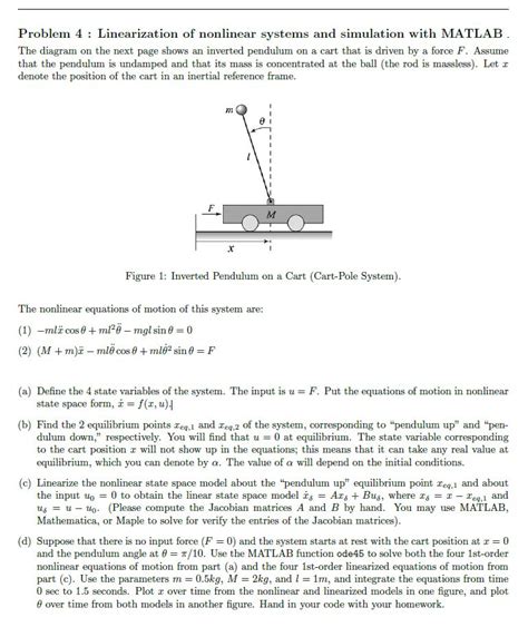 Problem 4 : Linearization of nonlinear systems and | Chegg.com