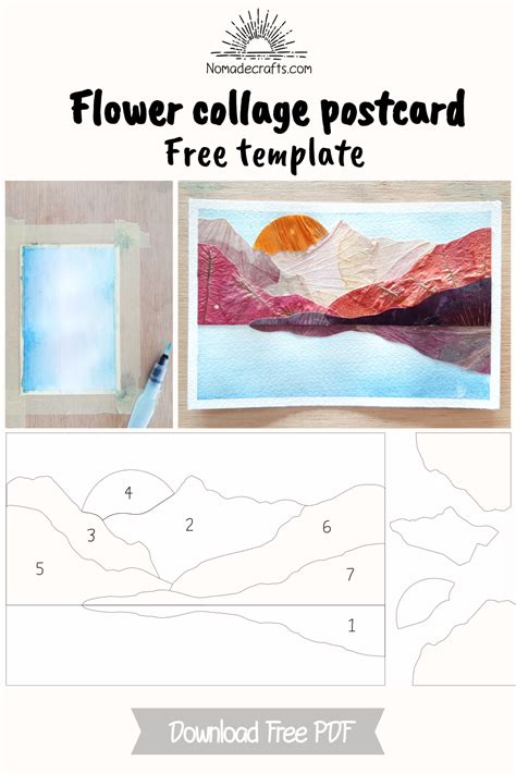 FREE PDF Template - flower collage | Flower collage, Postcard template free, Collage