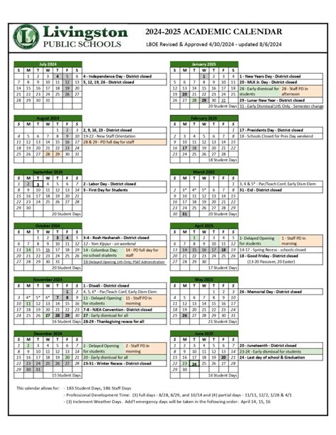 Livingston Parish Schools Calendar 2024-2025 [Public School]