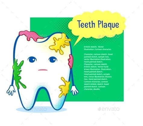 Tooth Character with Plaque | Tooth cartoon, Speech bubble design, Funny cartoon characters