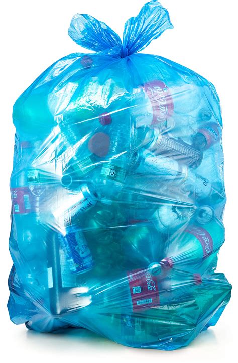 Buy Recycling T Bags 55 Gallon, (50 count w/Ties) Large Blue Plastic Garbage Bags Online at ...