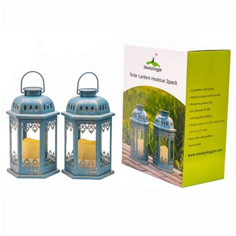 SteadyDoggie 2Pk Blue Solar Lanterns - Flickering LED Candle Lights, 0. ...