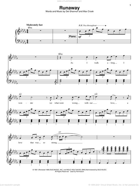 Runaway sheet music for voice and piano (PDF-interactive)