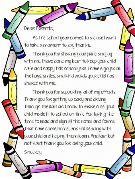 Free Thank You Note To Parents From School Pdf in 2021 | Notes to ...