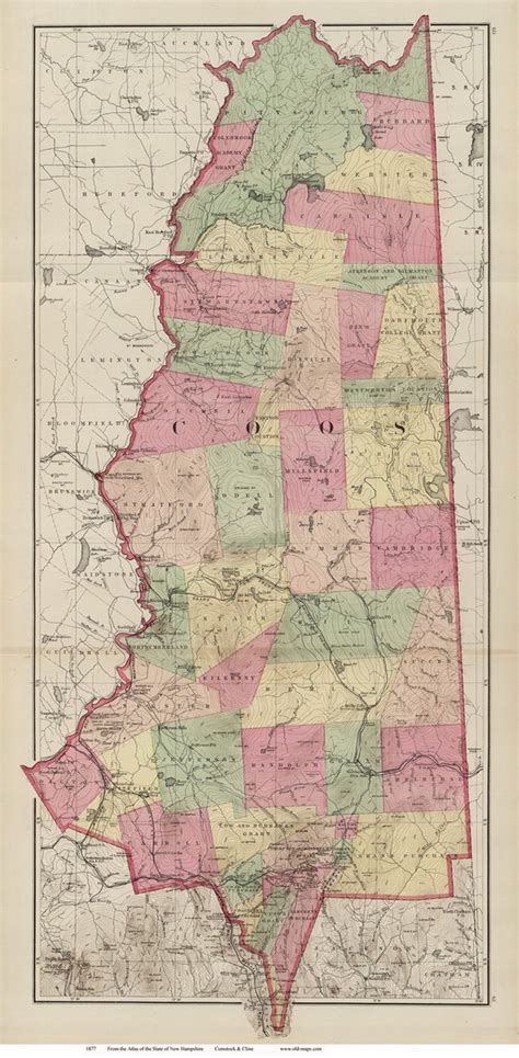 Coos County NH 1877 Old Map Reprint With Topography Town - Etsy