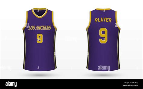 Realistic sport shirt Los Angeles Lakers, jersey template for basketball kit. Vector ...