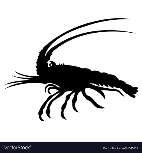 Silhouette of exotic fish shrimp lobster Vector Image