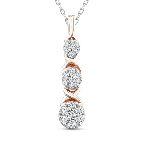 XO from KAY Diamond 3-Stone Necklace 1/4 ct tw Sterling Silver & 10K ...