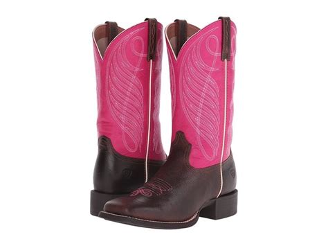 Ariat - Round Up Square Toe (wicker/hot Pink) Cowboy Boots | ModeSens