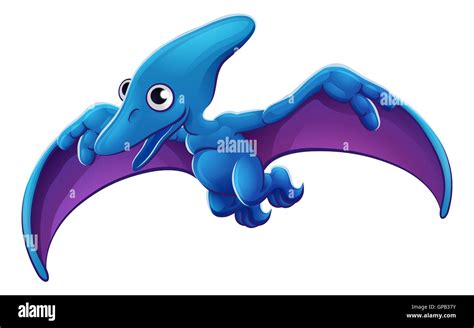 A cute Pteranodon Pterodactyl cartoon flying dinosaur character Stock ...