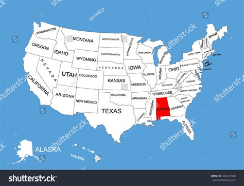 Alabama State Usa Vector Map Isolated: vector de stock (libre de regalías) 309616940 | Shutterstock