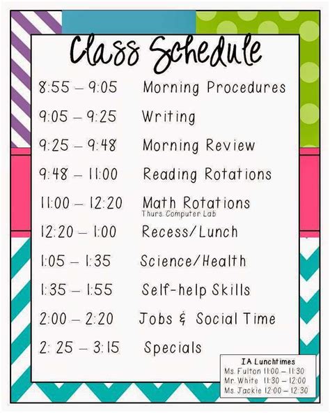 12 Format 2Nd Grade Class Schedule Template Now for 2Nd Grade Class Schedule Template - Cards ...