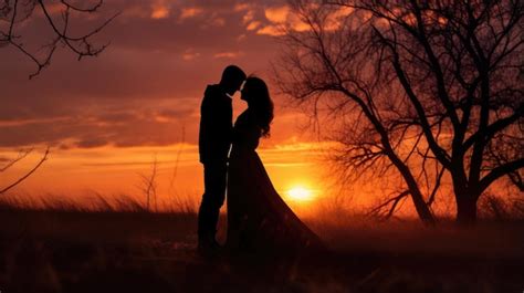 Premium AI Image | Silhouette of a couple in love at sunset