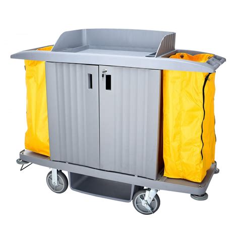 Large Capacity Janitorial Cart with Lockable Doors - Three Shelves ...