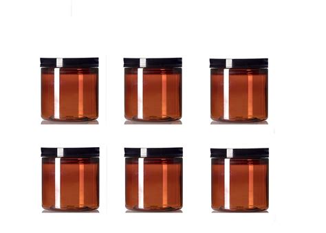 8 Oz Amber Plastic Jar Straight Sided with Black Lid Pack of | Etsy