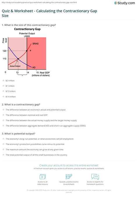 Quiz & Worksheet - Calculating the Contractionary Gap Size | Study.com