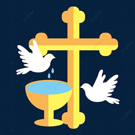 Baptism Crosses Clipart Transparent Background, Yellow Religious Cross Baptism Clipart, Baptism ...