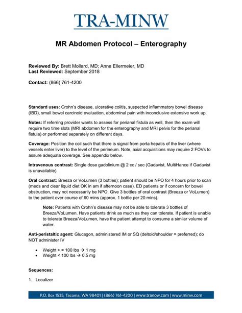 (PDF) MR Abdomen Protocol – Enterography...MR Enterography (MRE) is an ...