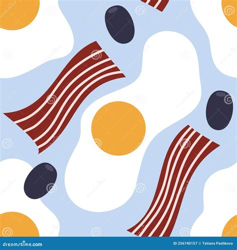 Breakfast Cartoon Doodle Seamless Scrambled Eggs Pattern for Wrapping ...