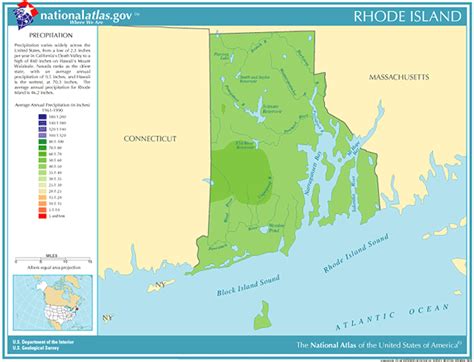 Annual Rhode Island rainfall, severe weather and climate data