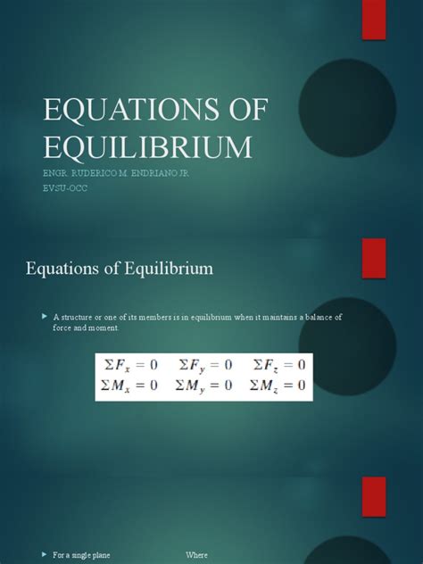 Equations of Equilibrium | PDF