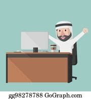 430 Arabic Business Man Happy Work Clip Art | Royalty Free - GoGraph