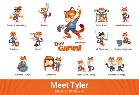 Tyler is my name: tiger mascot of DevGAMM Minsk 2018 - DevGAMM Vilnius 2022