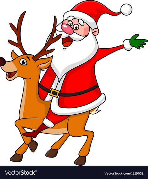 Santa claus riding a deer Royalty Free Vector Image