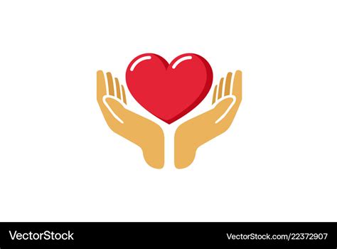 Love giving heart hands holding logo Royalty Free Vector