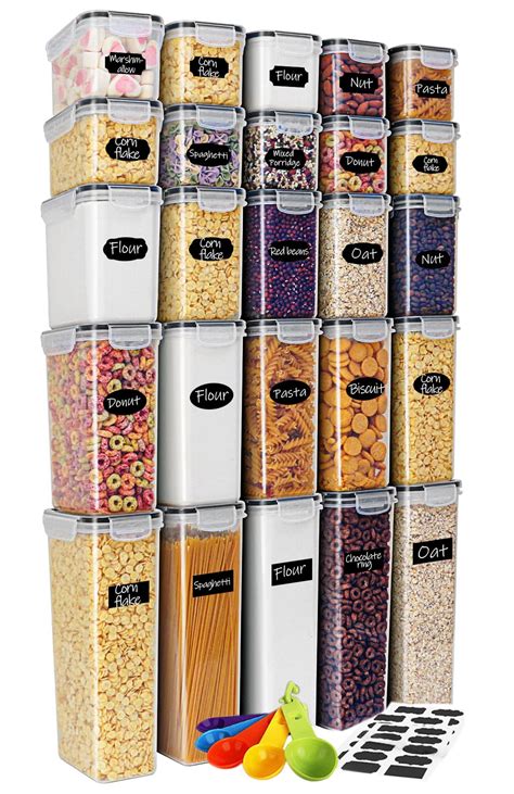 Airtight Food Storage Containers 25-Piece Set, Kitchen & Pantry Organization, BPA Free Plastic ...