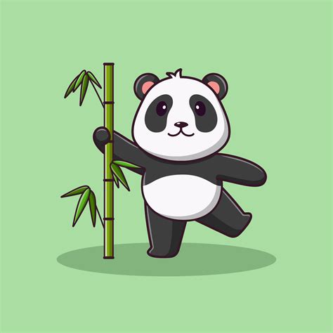 Cute cartoon panda holding bamboo, vector cartoon illustration, cartoon ...