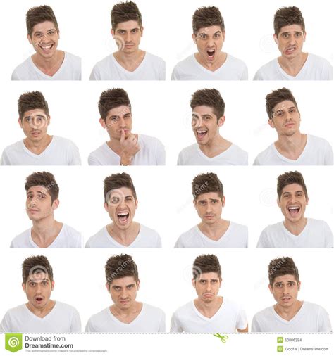 Set Of Male Facial Expressions Stock Photo - Image of funny, background: 50006294 | Facial ...