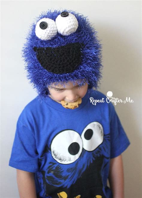 Crochet Cookie Monster Hat - Repeat Crafter Me | Cookie monster hat ...