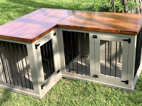 Medium Double Dog Kennel Entertainment Center — Texas Custom Kennels | Dog kennel, Dog kennel ...