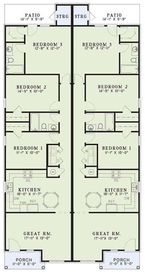 Narrow Lot Duplex Floor Plans With Garage | Review Home Co