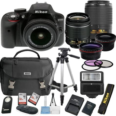 Nikon D3300 24.2 MP DSLR Camera + 18-55mm VR Lens Kit + 55-200mm VR ...