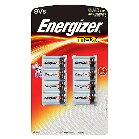 Energizer Max 9V - 8 Pack Batteries - Sam's Club