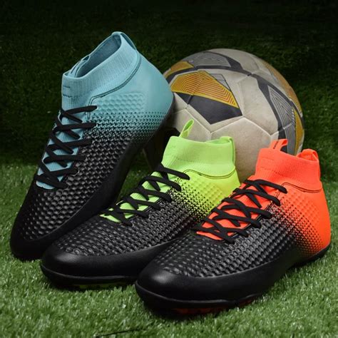 Men Soccer Shoes Sport Breathable Professional Youth Kids Superfly Cleats Football High Ankle ...